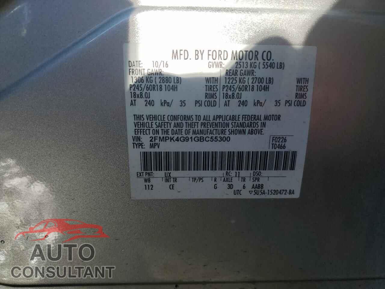 FORD EDGE 2016 - 2FMPK4G91GBC55300