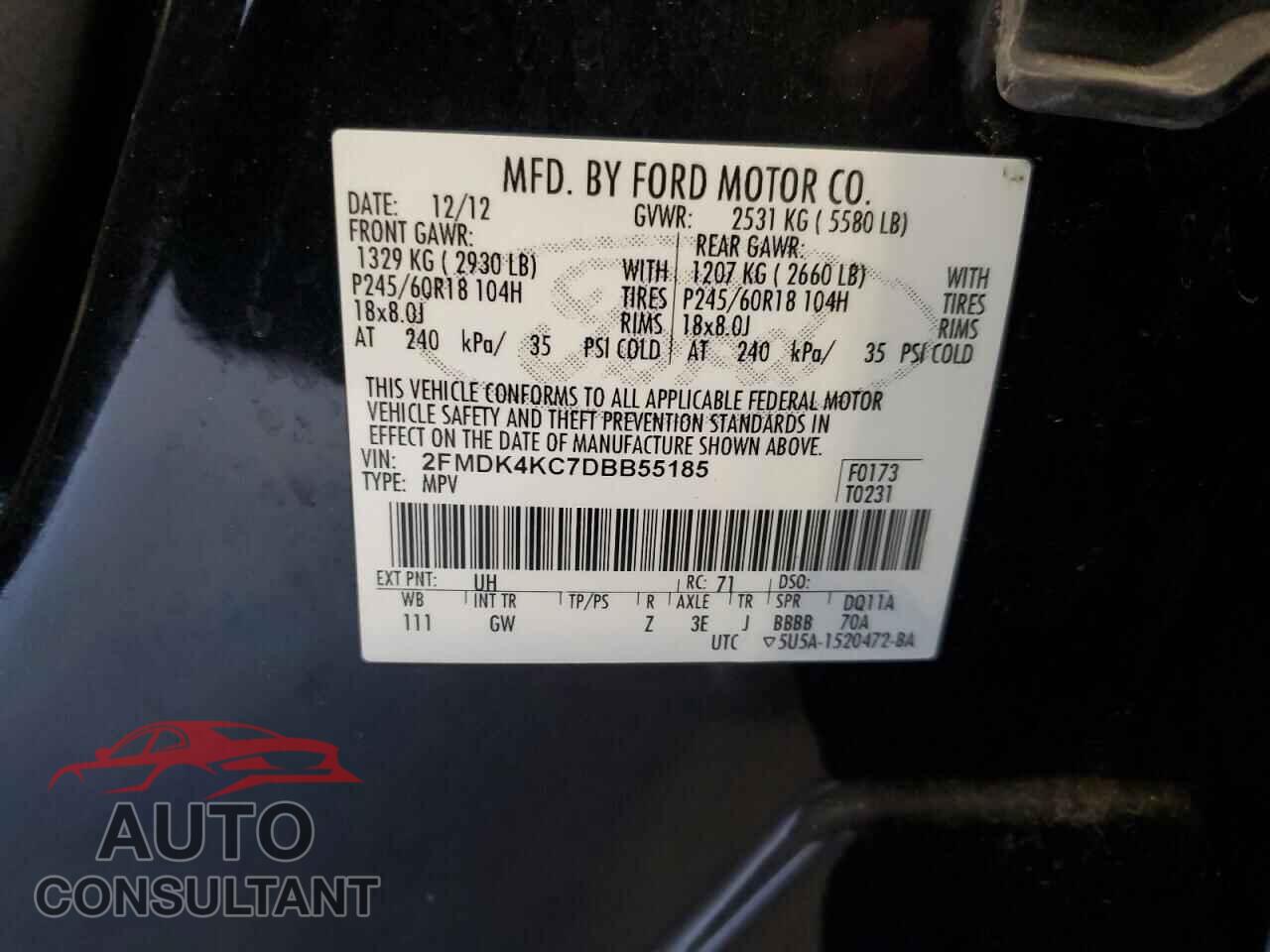 FORD EDGE 2013 - 2FMDK4KC7DBB55185