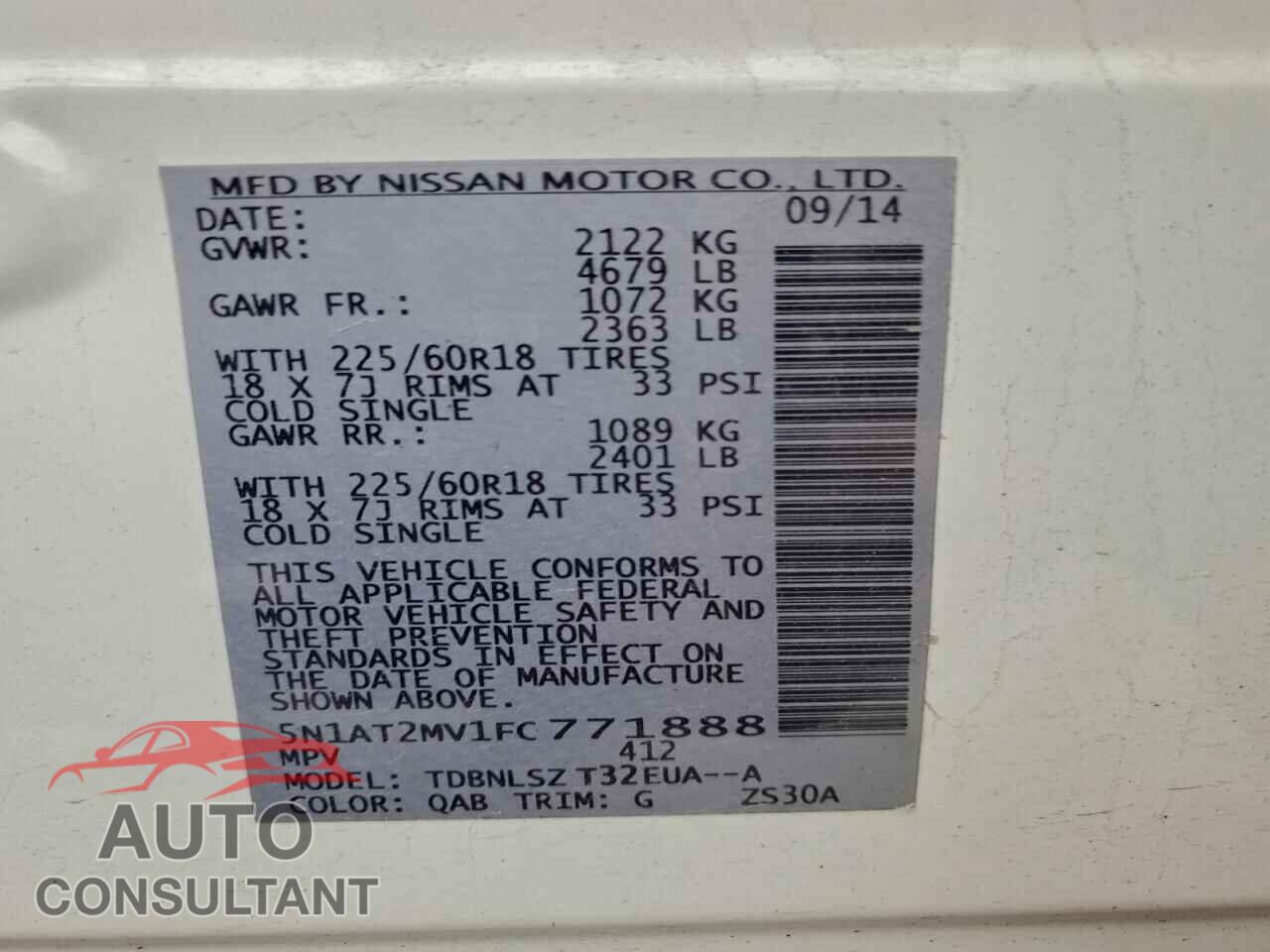 NISSAN ROGUE 2015 - 5N1AT2MV1FC771888