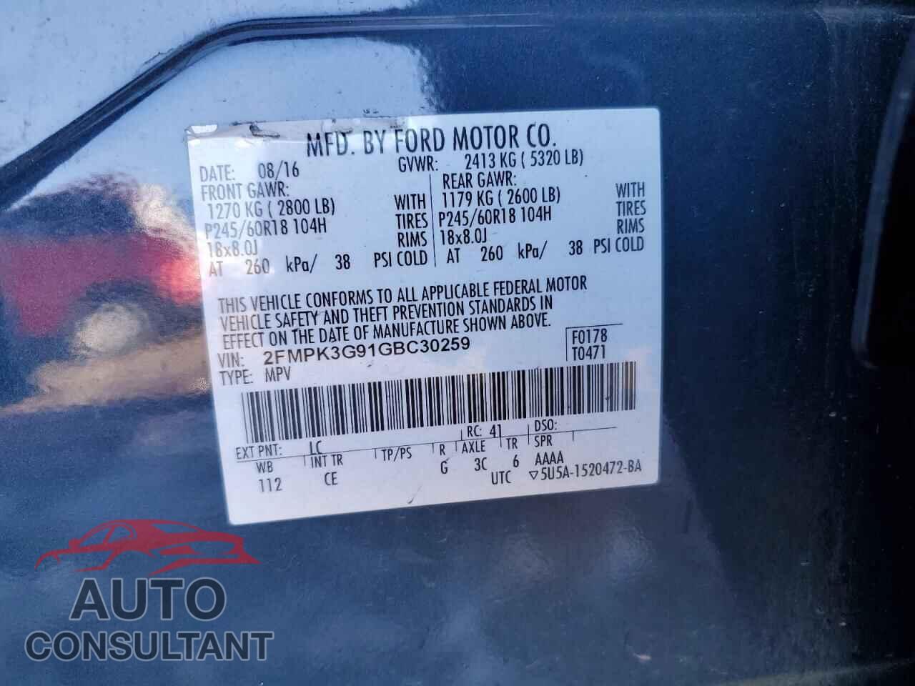 FORD EDGE 2016 - 2FMPK3G91GBC30259
