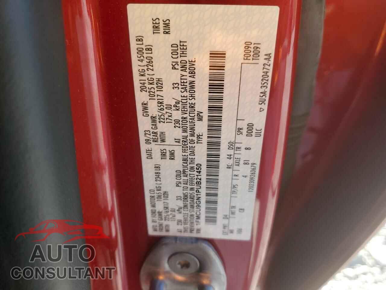 FORD ESCAPE ACT 2023 - 1FMCU9GN1PUB21450