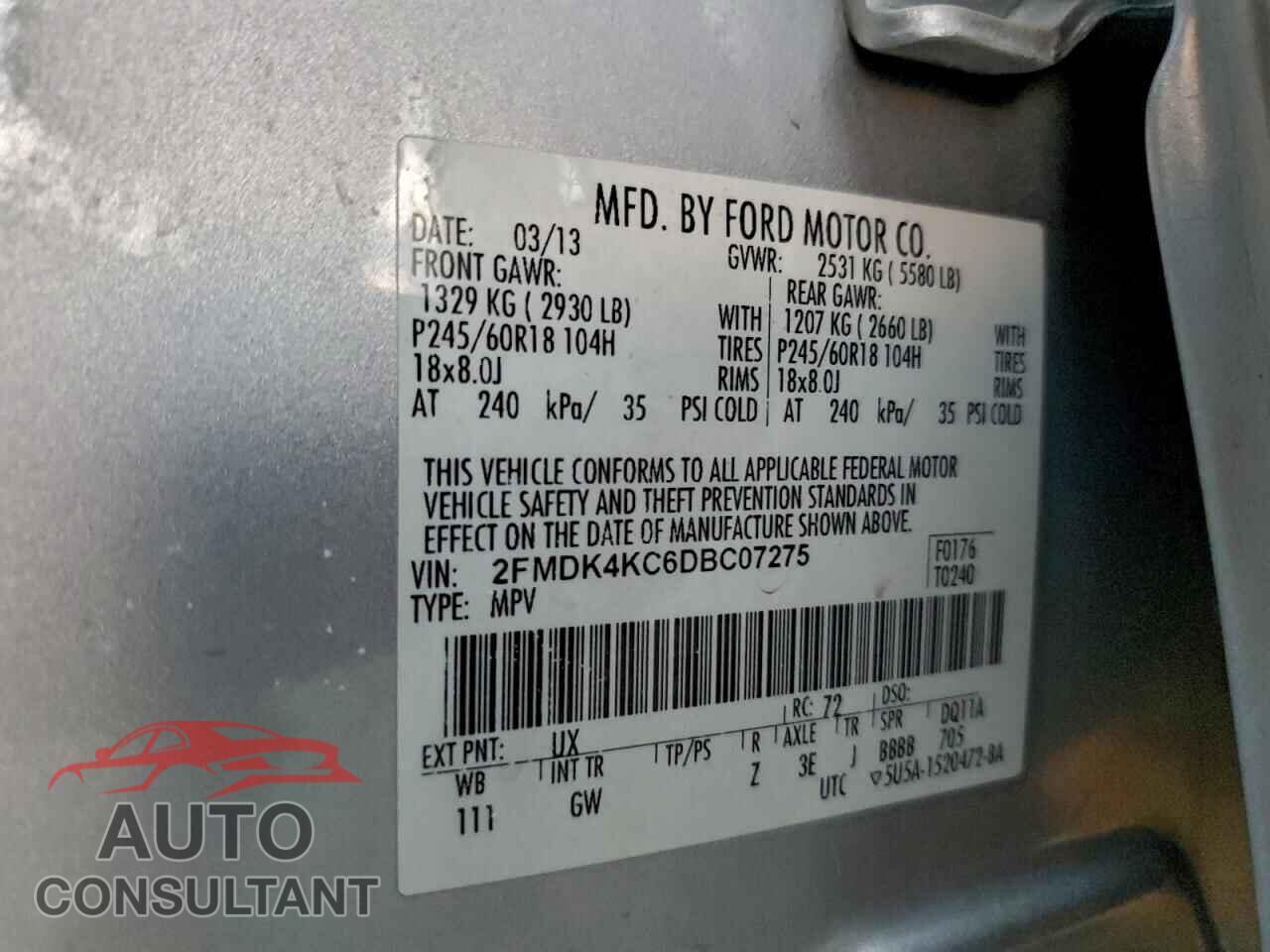 FORD EDGE 2013 - 2FMDK4KC6DBC07275