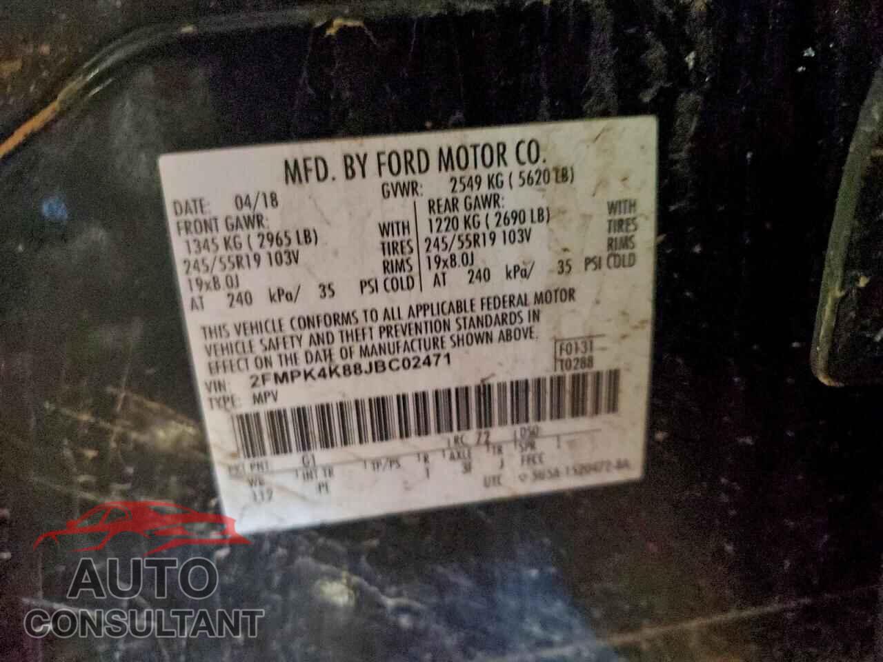 FORD EDGE 2018 - 2FMPK4K88JBC02471