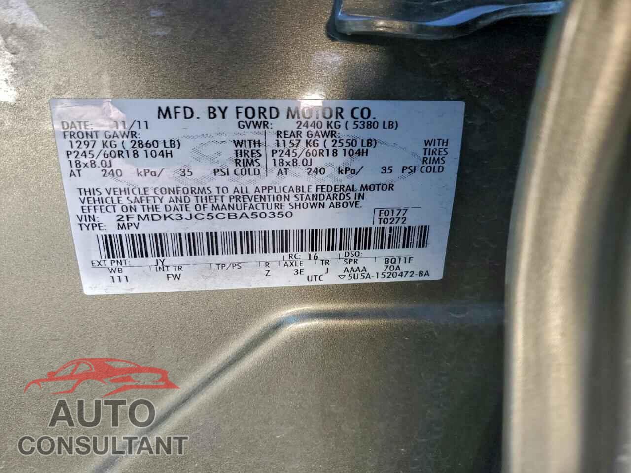FORD EDGE 2012 - 2FMDK3JC5CBA50350