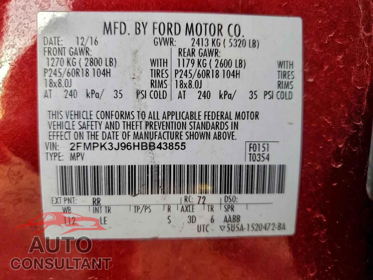 FORD EDGE 2017 - 2FMPK3J96HBB43855