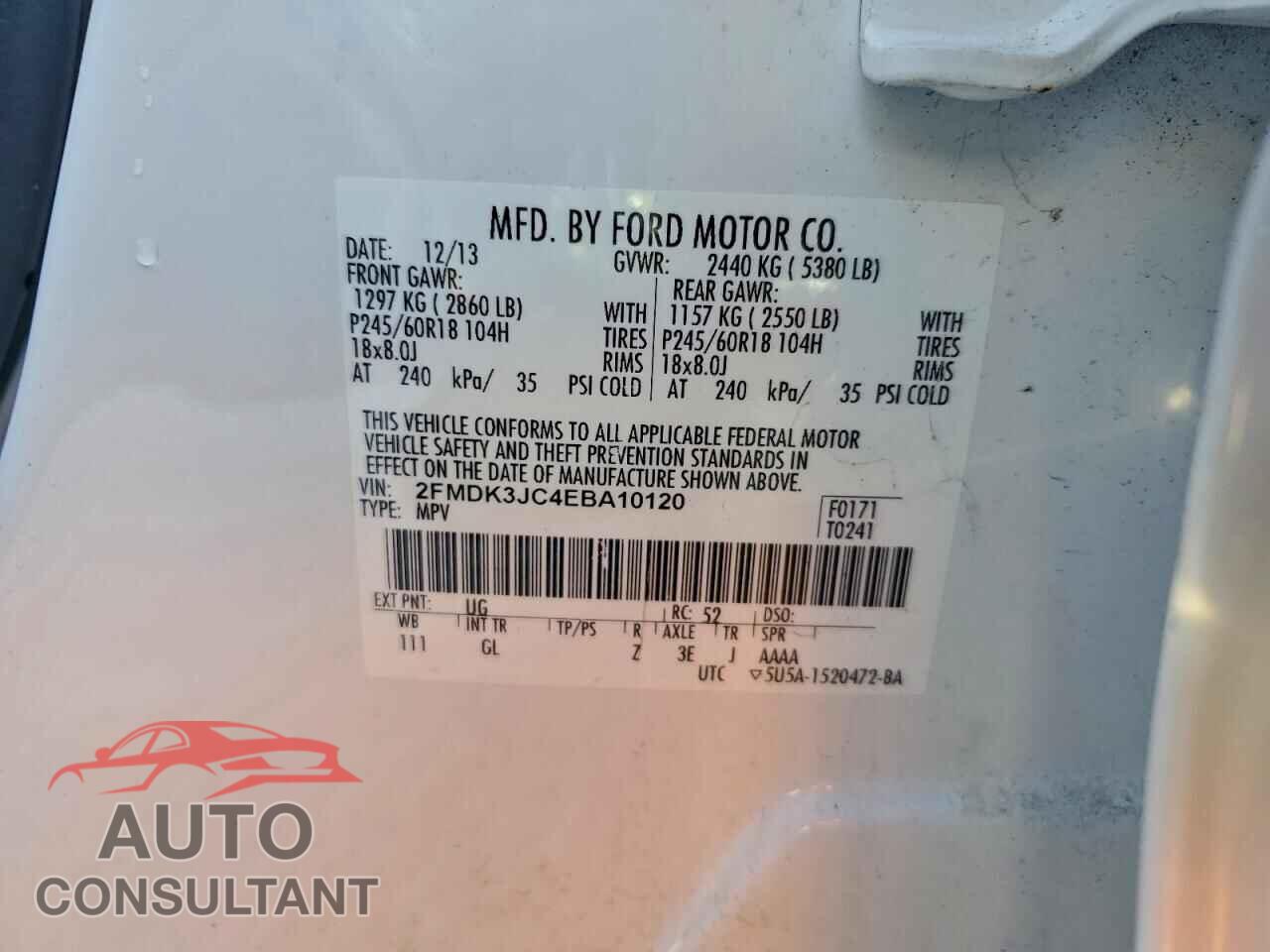 FORD EDGE 2014 - 2FMDK3JC4EBA10120