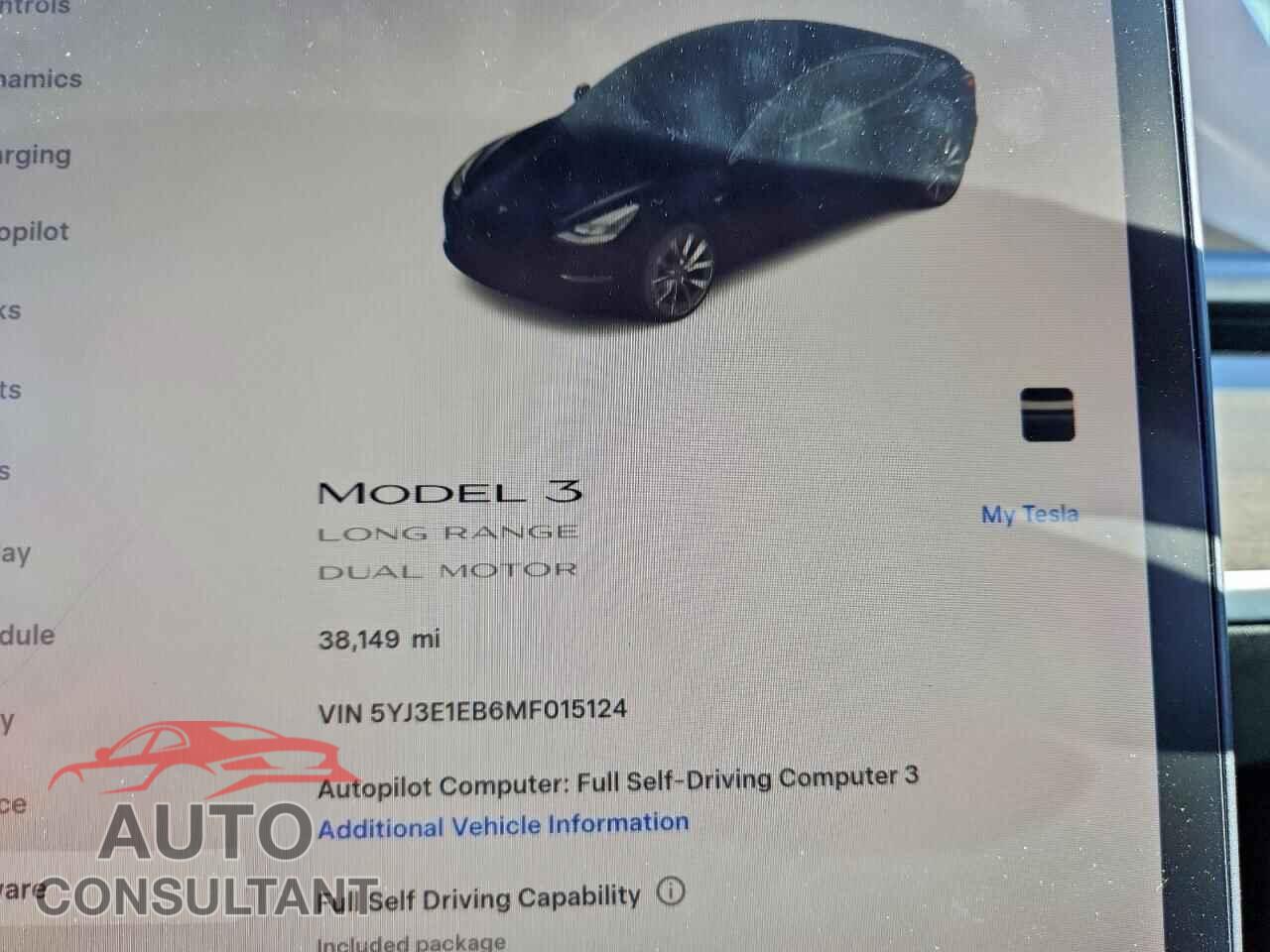 TESLA MODEL 3 2021 - 5YJ3E1EB6MF015124