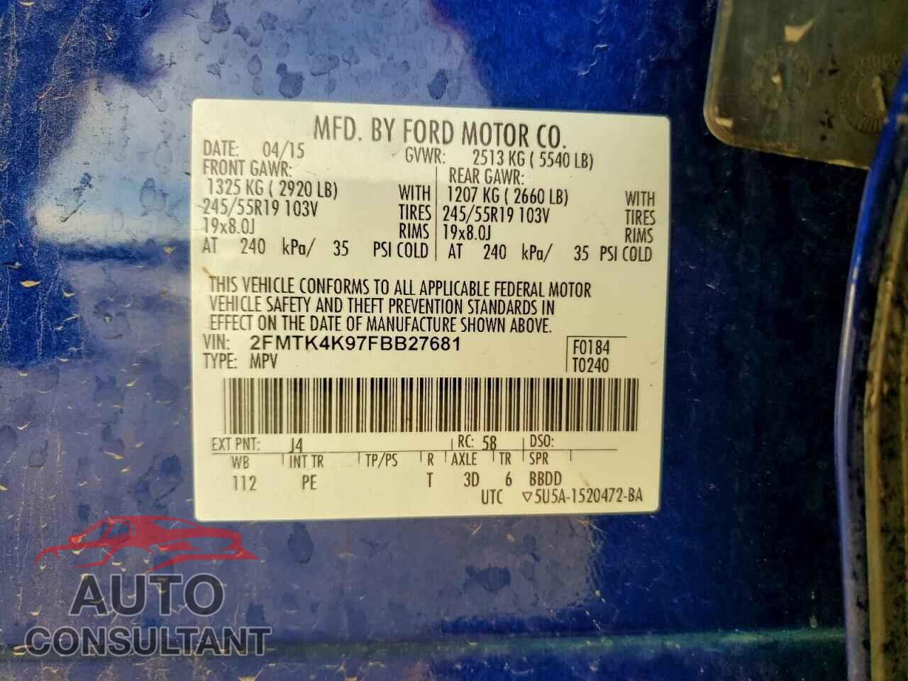 FORD EDGE 2015 - 2FMTK4K97FBB27681