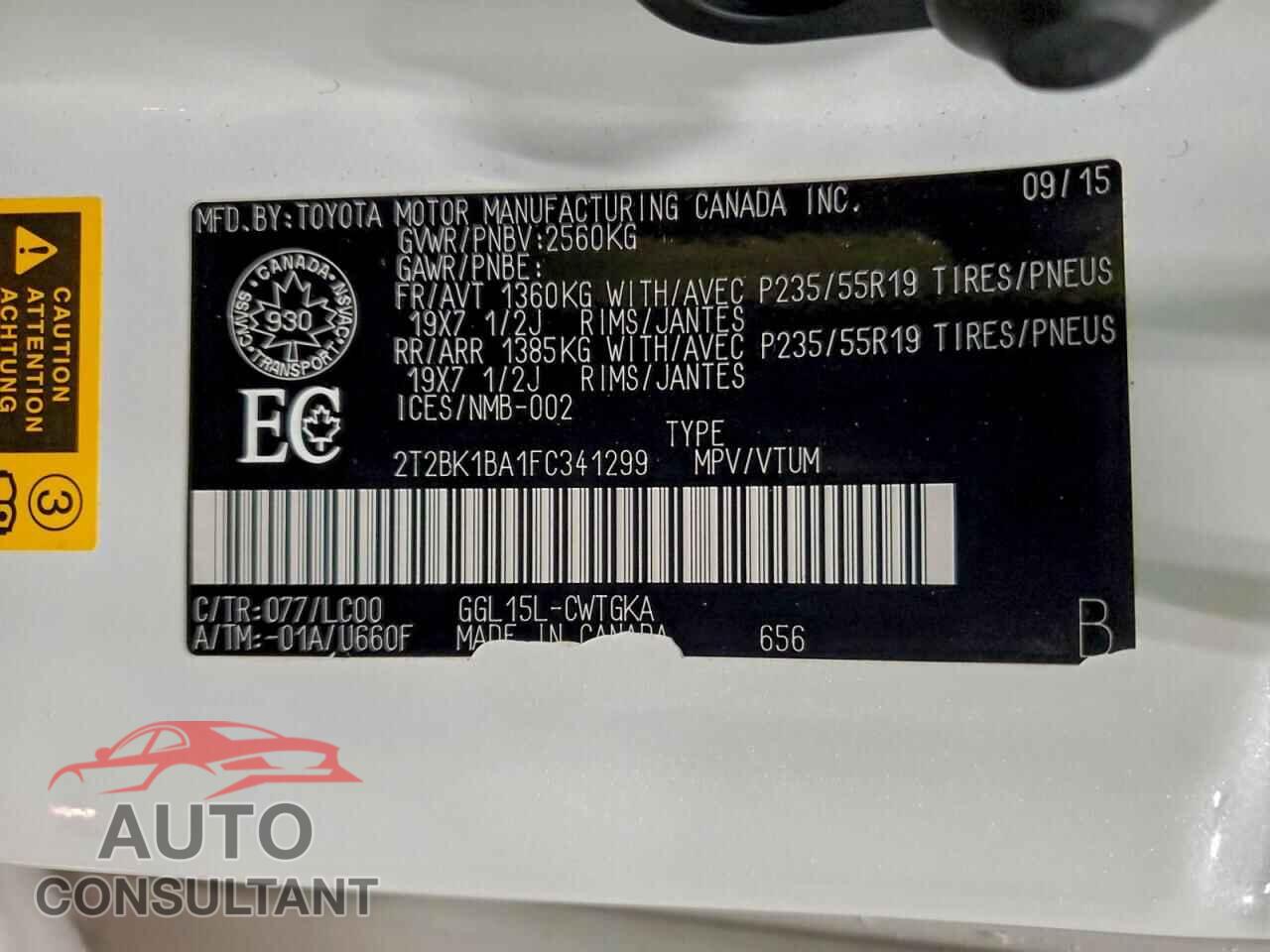 LEXUS RX350 2015 - 2T2BK1BA1FC341299