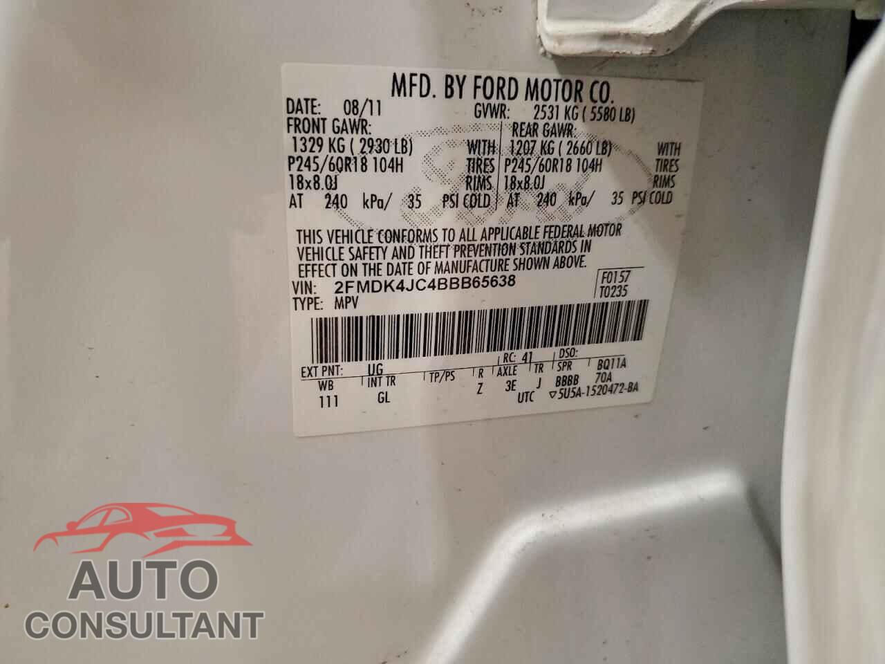 FORD EDGE 2011 - 2FMDK4JC4BBB65638
