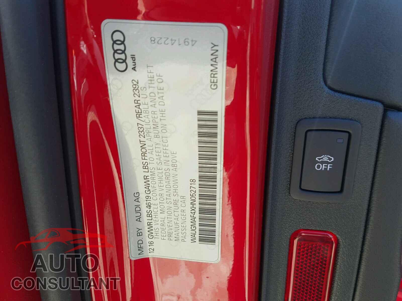 AUDI A4 2017 - WAUGMAF4XHN052718