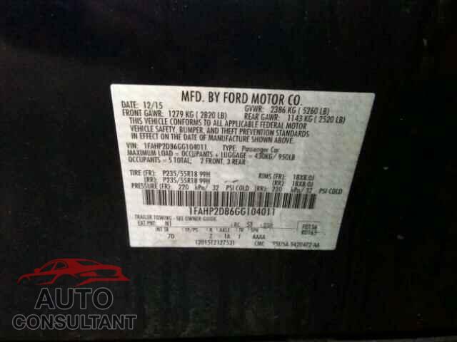 FORD TAURUS 2016 - 1FAHP2D86GG104011