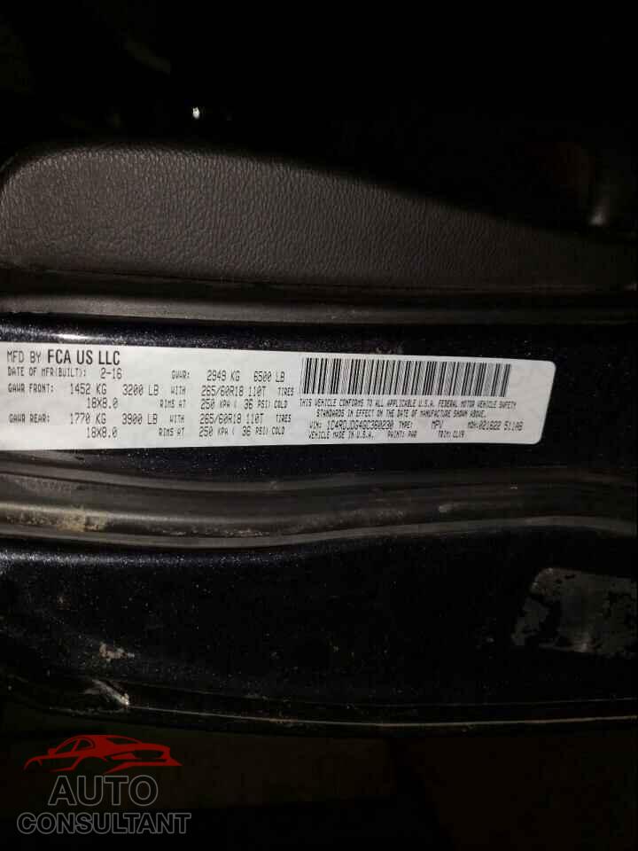 DODGE DURANGO 2016 - 1C4RDJDG4GC360230