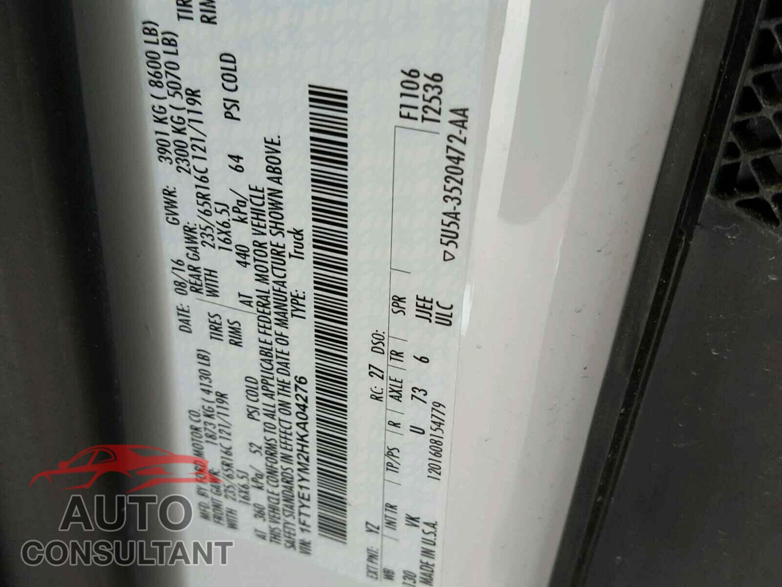 FORD TRANSIT CO 2017 - 1FTYE1YM2HKA04276