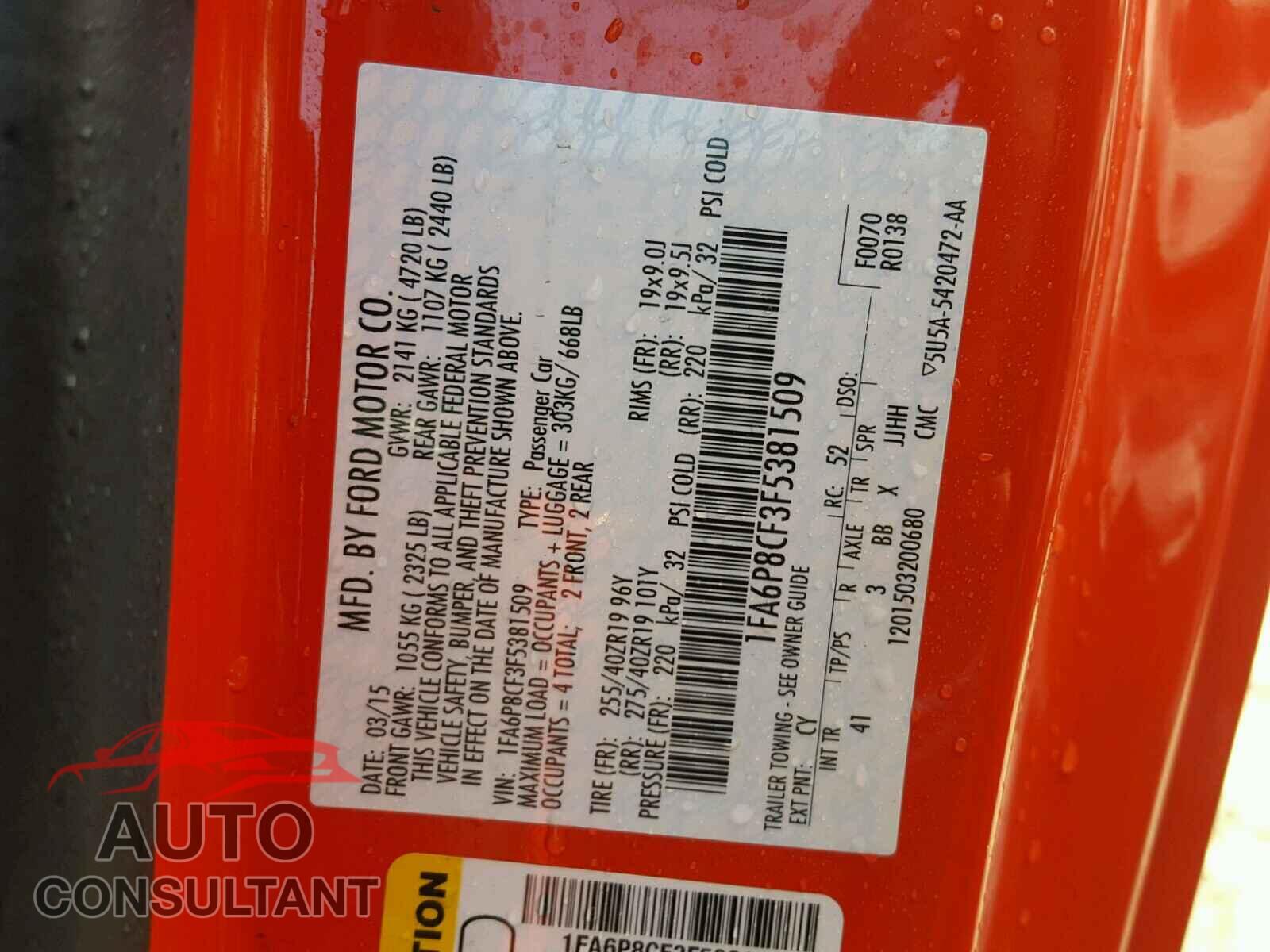 FORD MUSTANG 2015 - 1FA6P8CF3F5381509