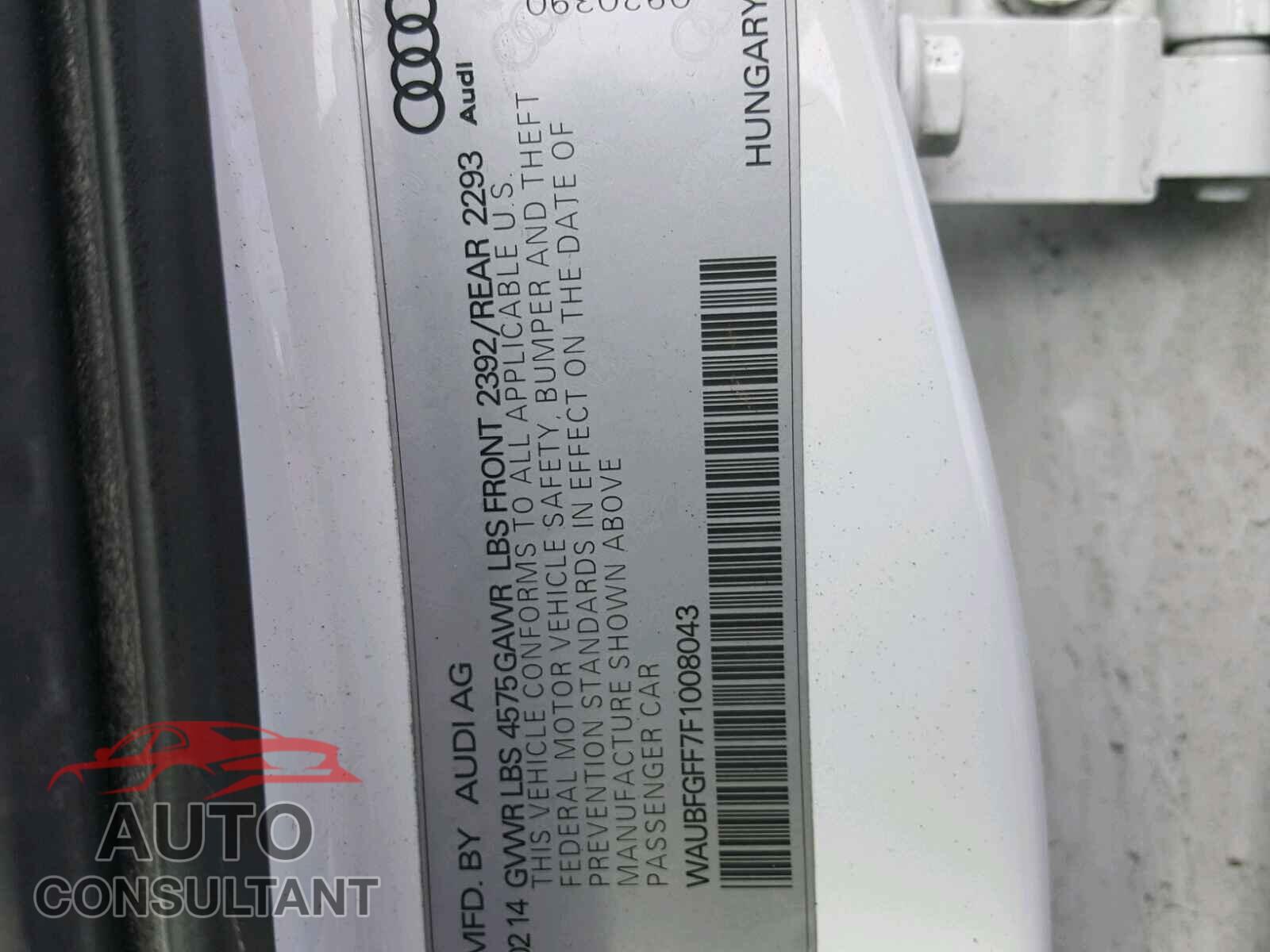 AUDI A3 2015 - WAUBFGFF7F1008043