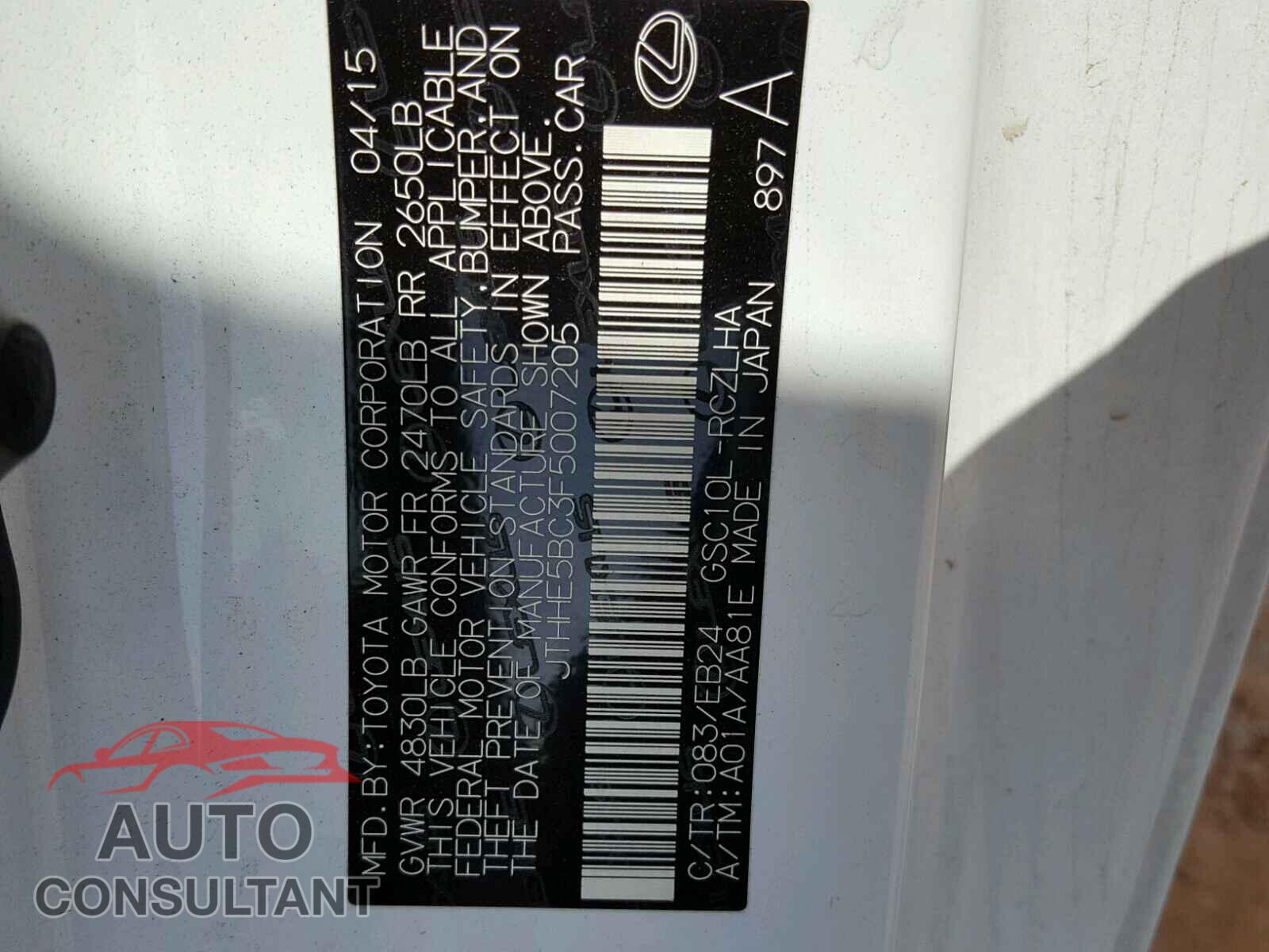 LEXUS RX350 2015 - JTHHE5BC3F5007205