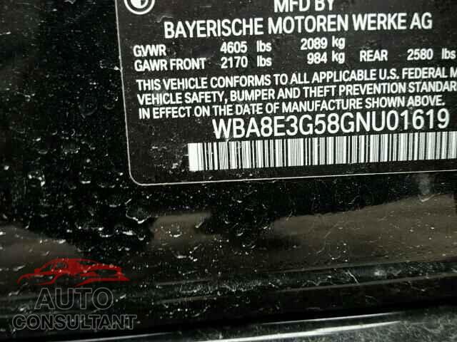 BMW 3 SERIES 2016 - WBA8E3G58GNU01619