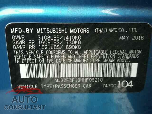 MITSUBISHI MIRAGE 2017 - ML32F3FJ3HHF06210
