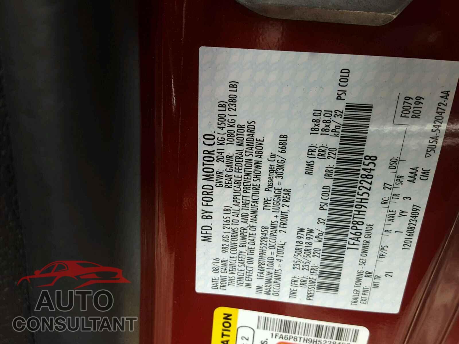 FORD MUSTANG 2017 - 1FA6P8TH9H5228458