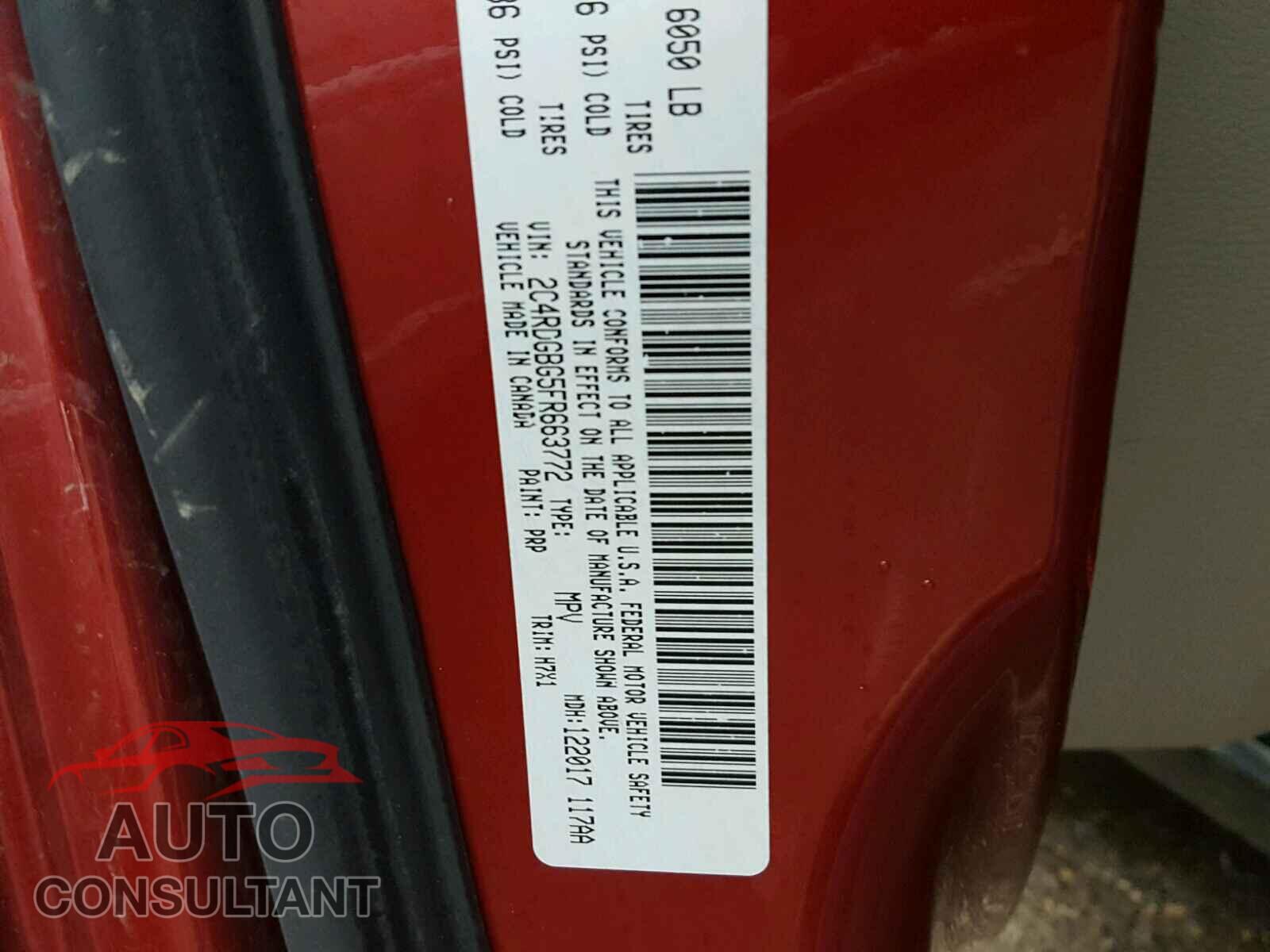 DODGE CARAVAN 2015 - 2C4RDGBG5FR663772