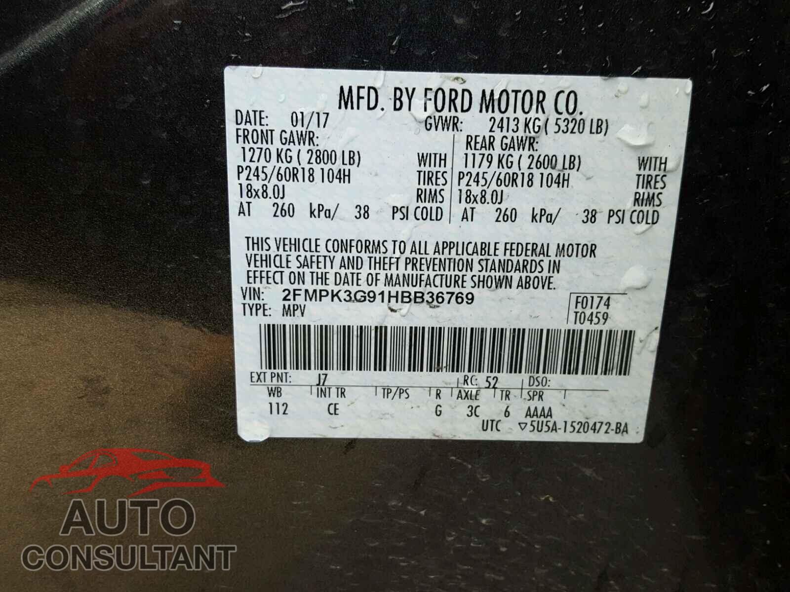 FORD EDGE SE 2017 - 2FMPK3G91HBB36769