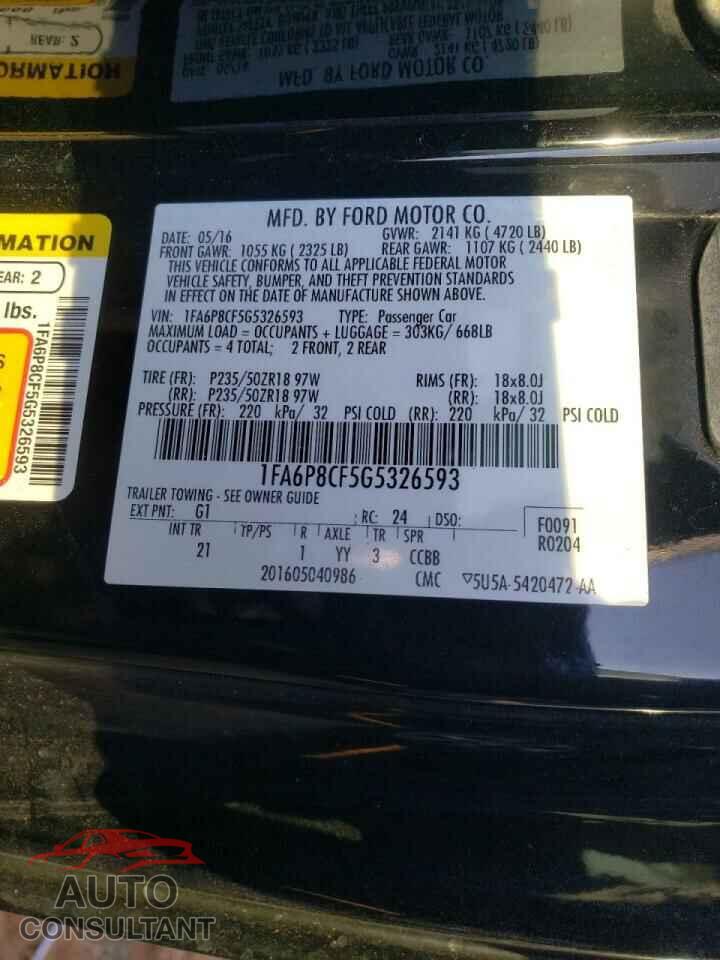 FORD MUSTANG 2016 - 1FA6P8CF5G5326593