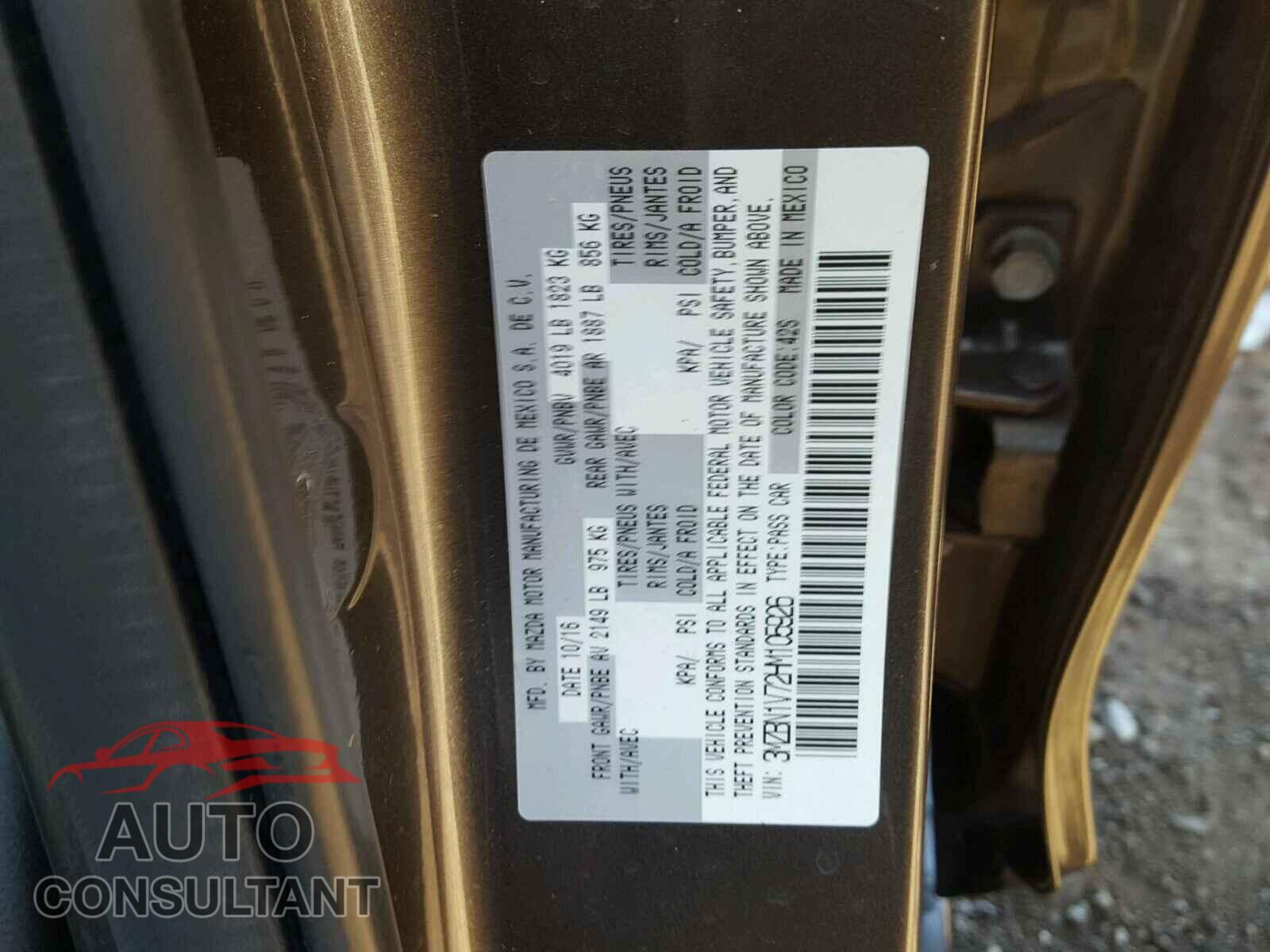 MAZDA 3 2017 - 3MZBN1V72HM105926