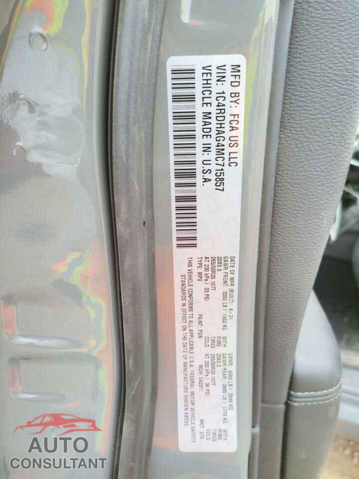 DODGE DURANGO 2021 - 1C4RDHAG4MC715857