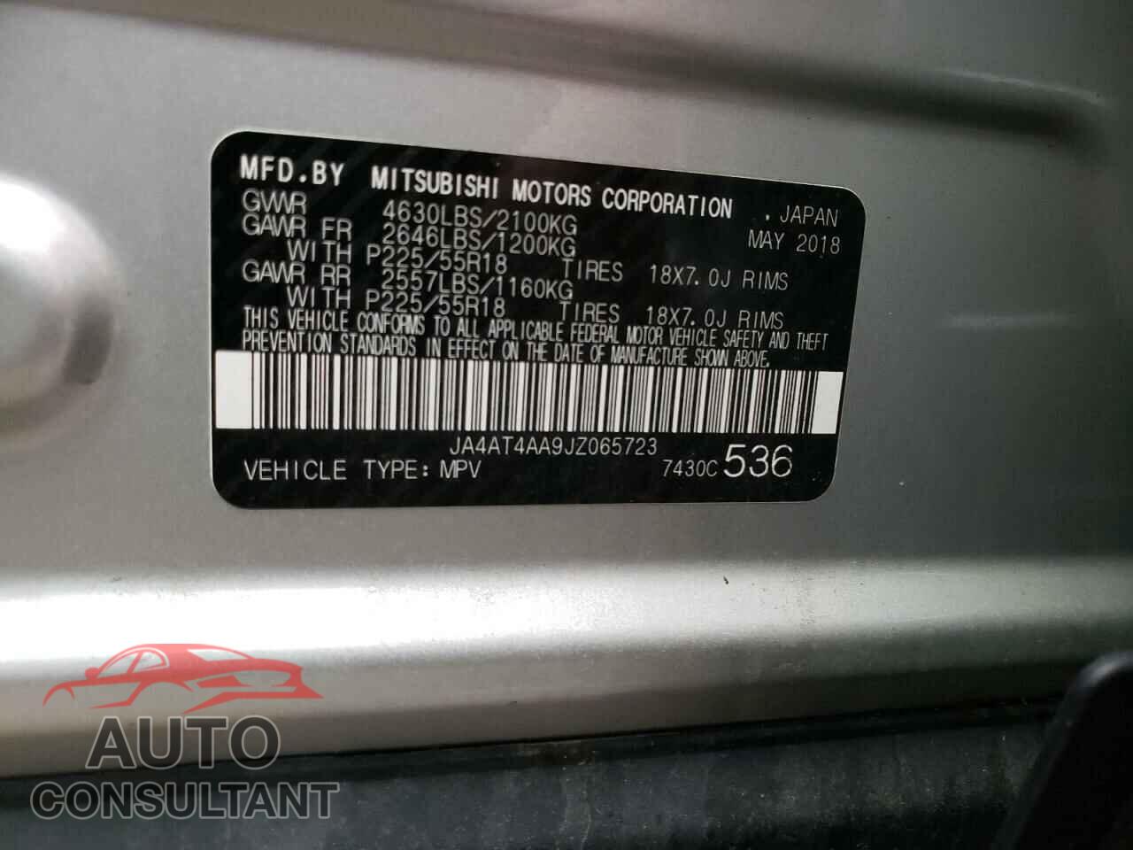 MITSUBISHI ECLIPSE 2018 - JA4AT4AA9JZ065723