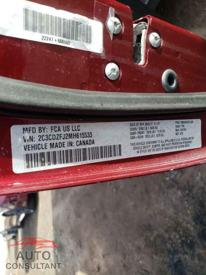 DODGE CHALLENGER 2021 - 2C3CDZFJ2MH615533