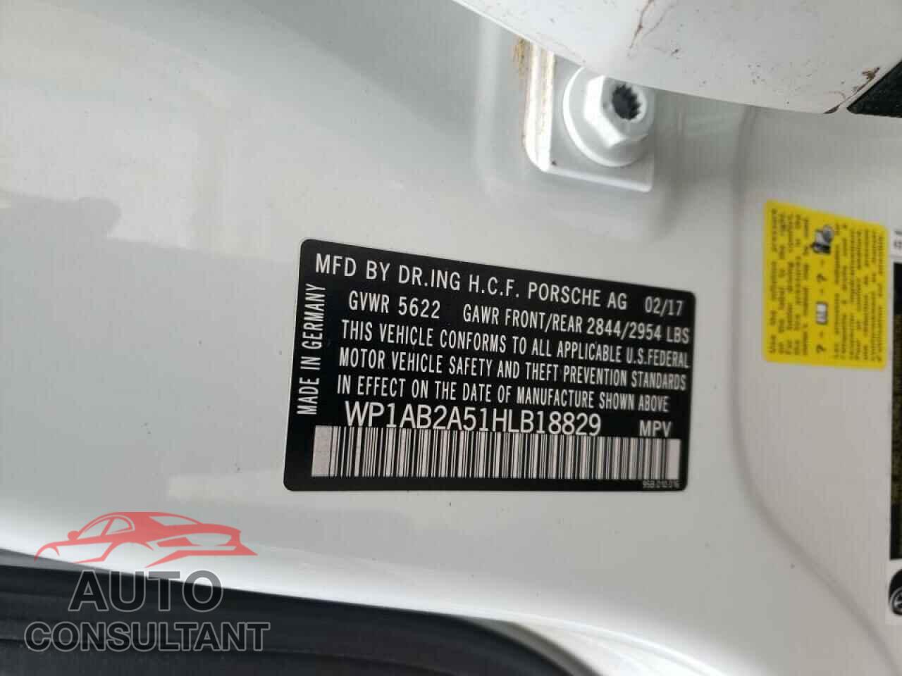 PORSCHE MACAN 2017 - WP1AB2A51HLB18829