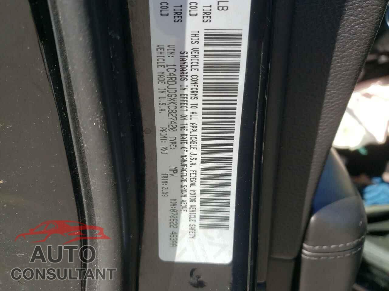 DODGE DURANGO 2019 - 1C4RDJDGXKC827420