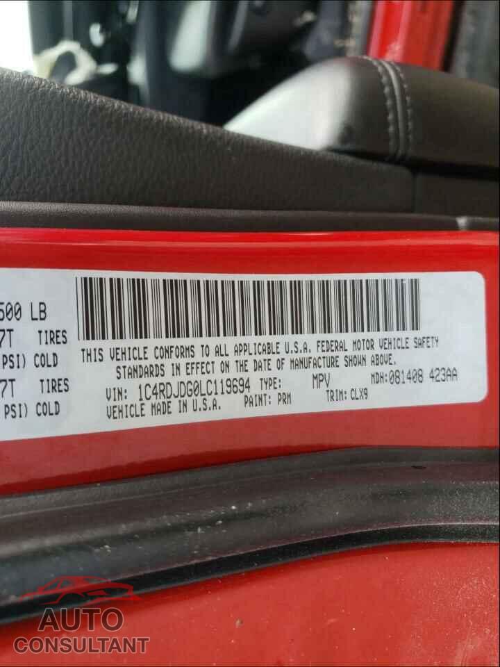 DODGE DURANGO 2020 - 1C4RDJDG0LC119694