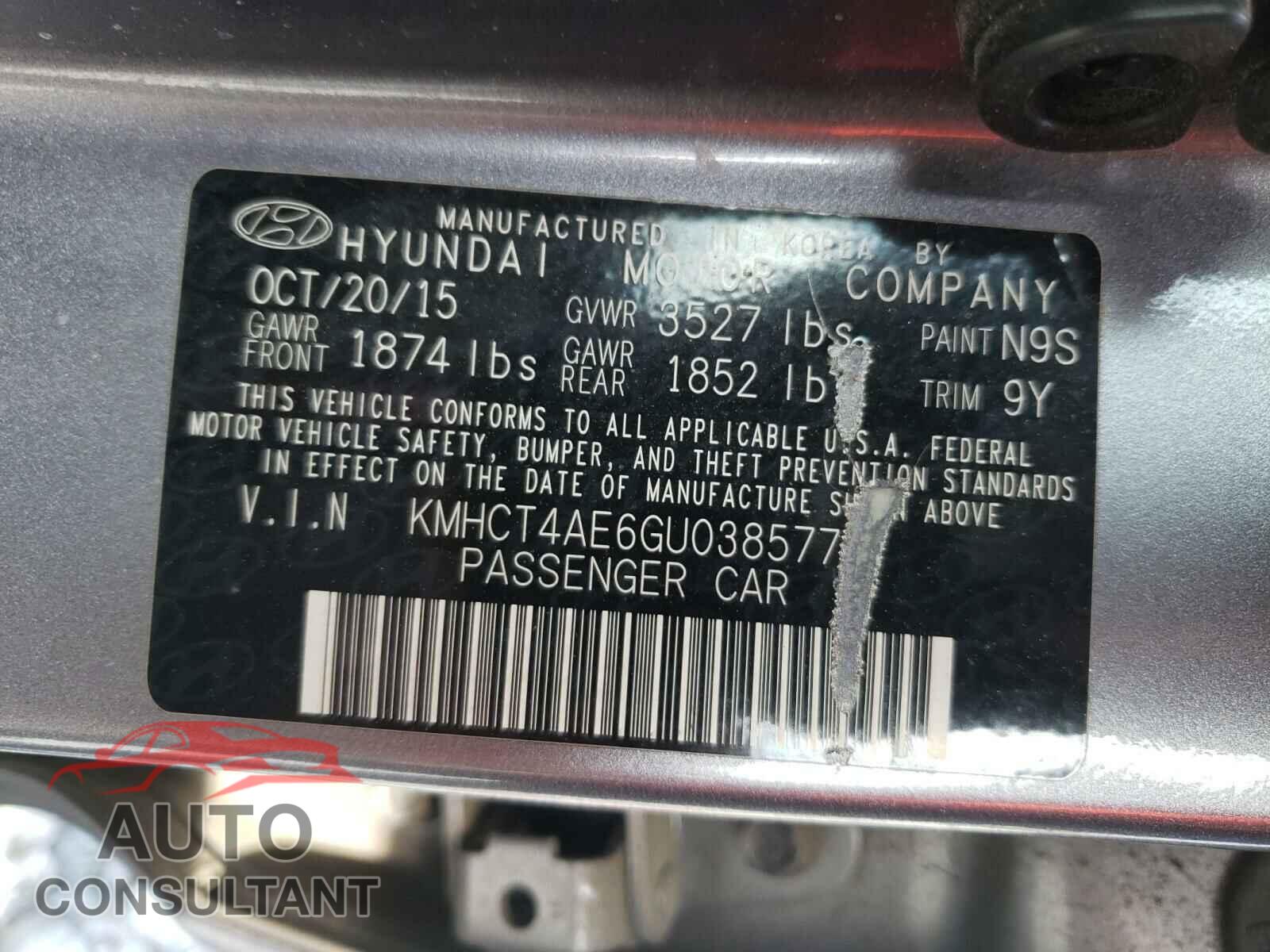 HYUNDAI ACCENT 2016 - KMHCT4AE6GU038577