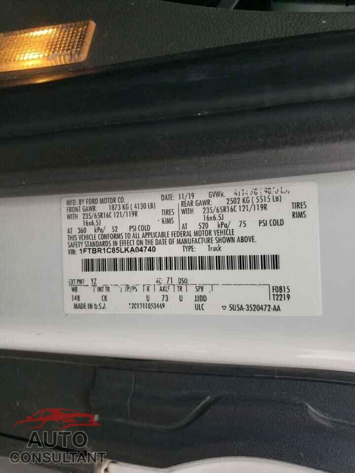 FORD TRANSIT CO 2020 - 1FTBR1C85LKA04740