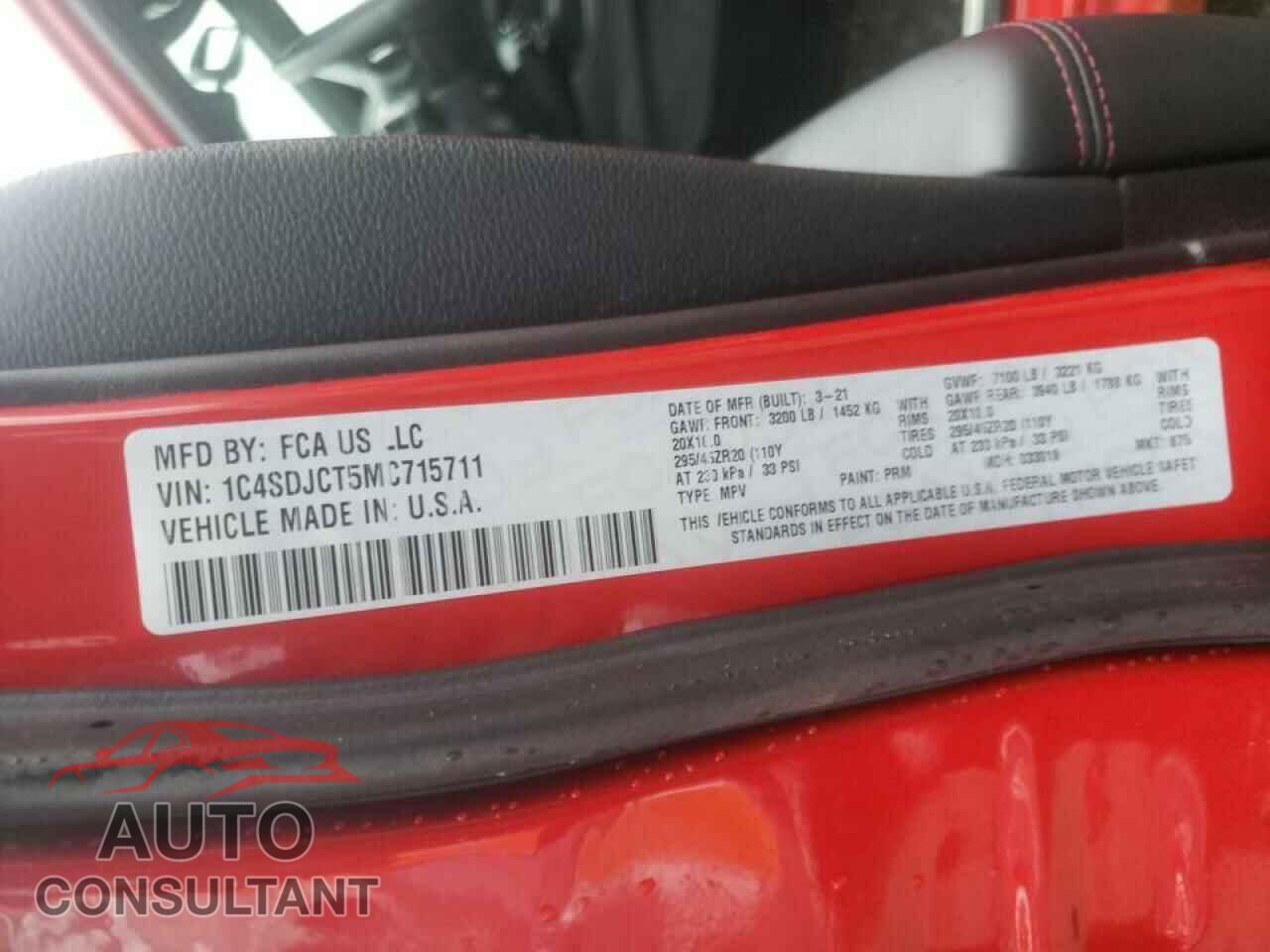 DODGE DURANGO 2021 - 1C4SDJCT5MC715711