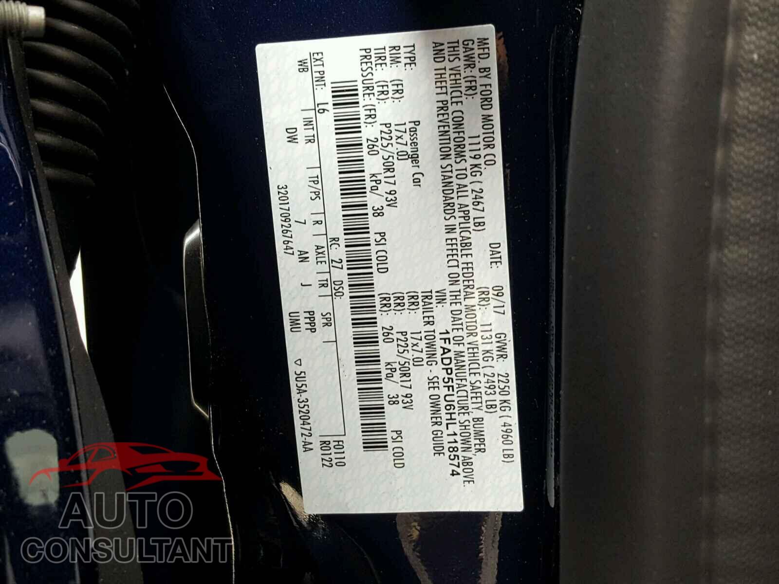 FORD CMAX 2017 - 1FADP5FU6HL118574