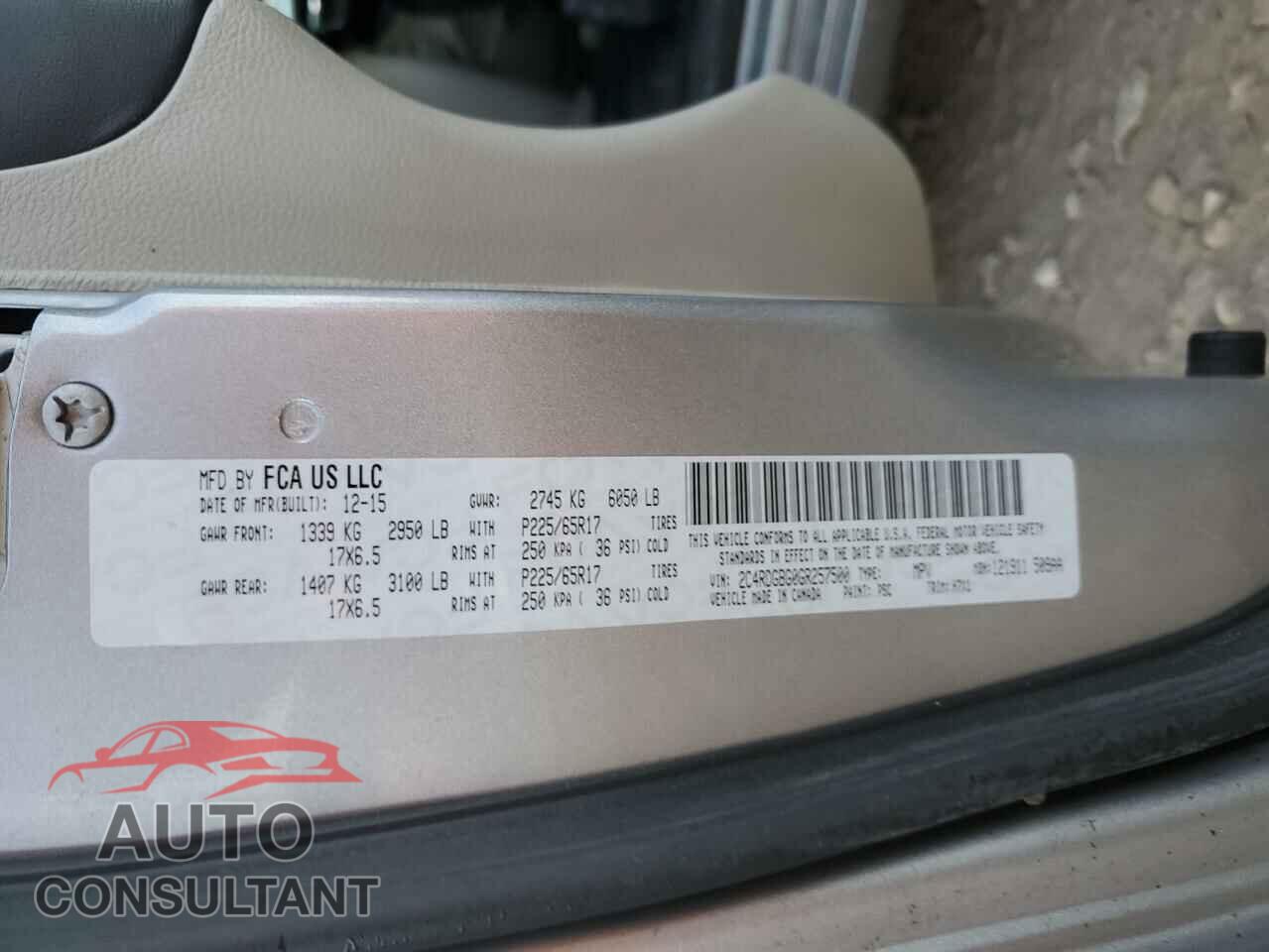 DODGE CARAVAN 2016 - 2C4RDGBG0GR257500