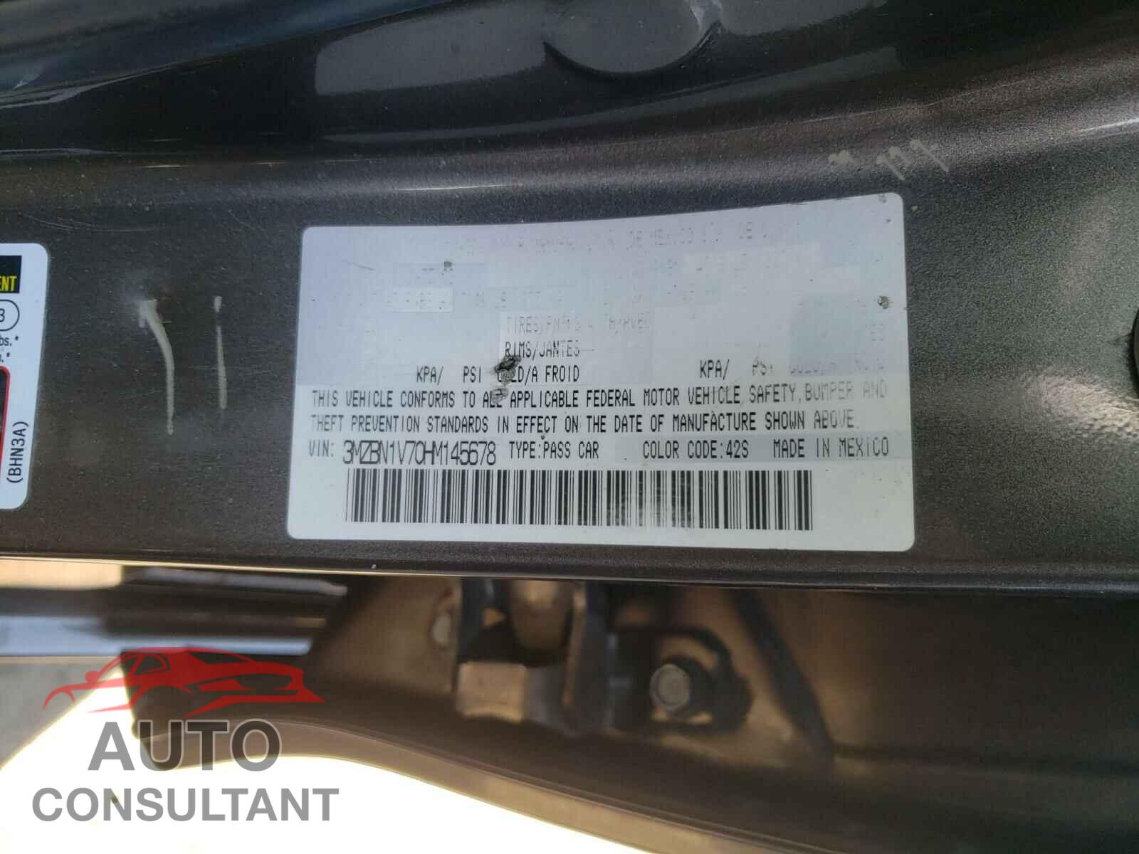 MAZDA 3 2017 - 3MZBN1V70HM145678