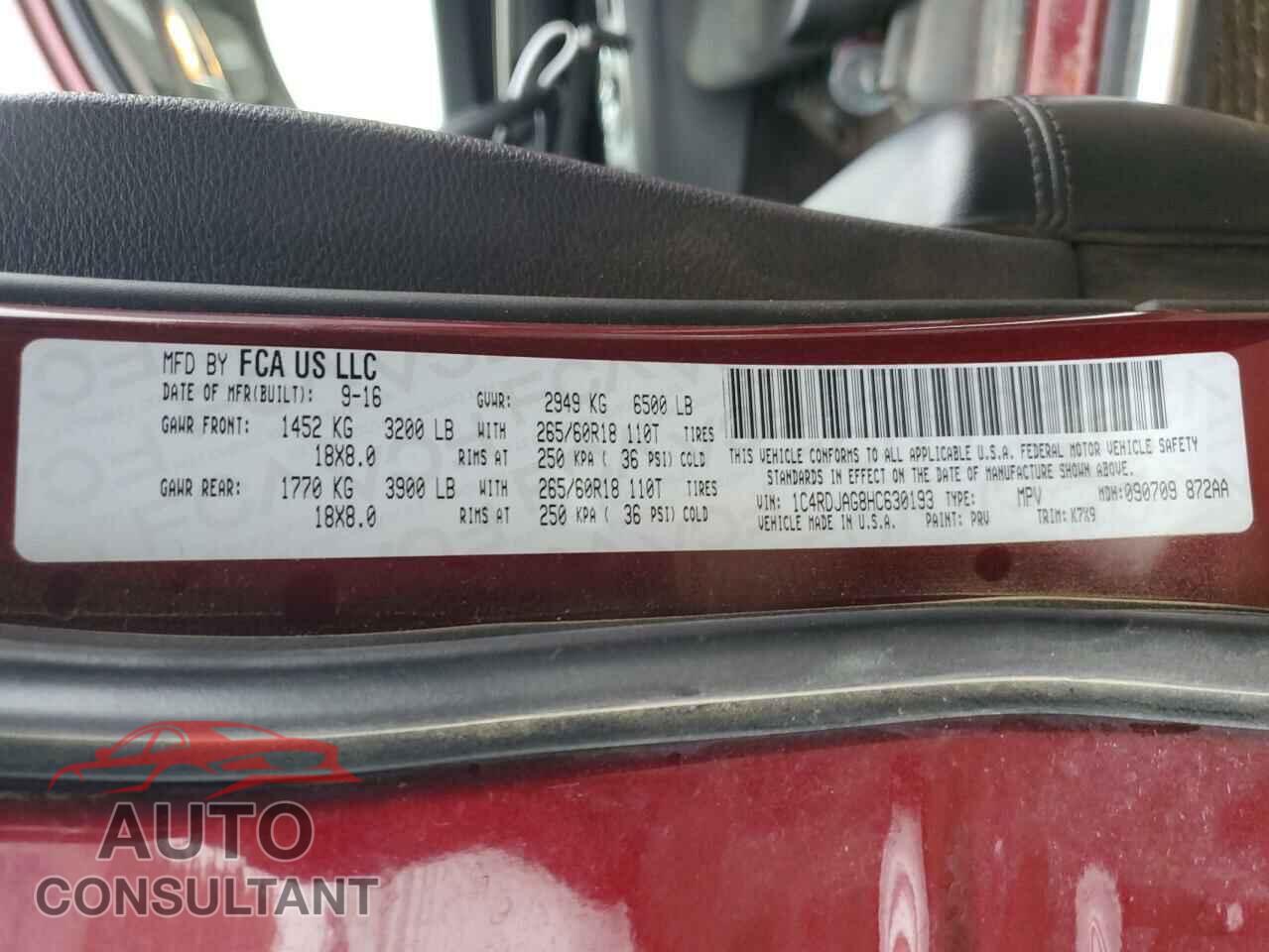 DODGE DURANGO 2017 - 1C4RDJAG8HC630193