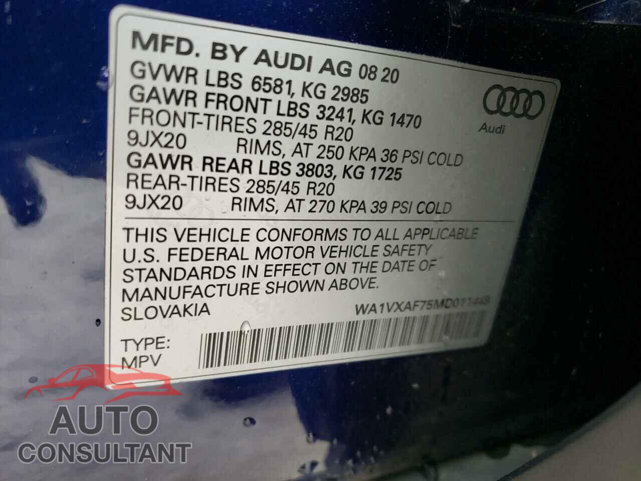 AUDI Q7 2021 - WA1VXAF75MD011449