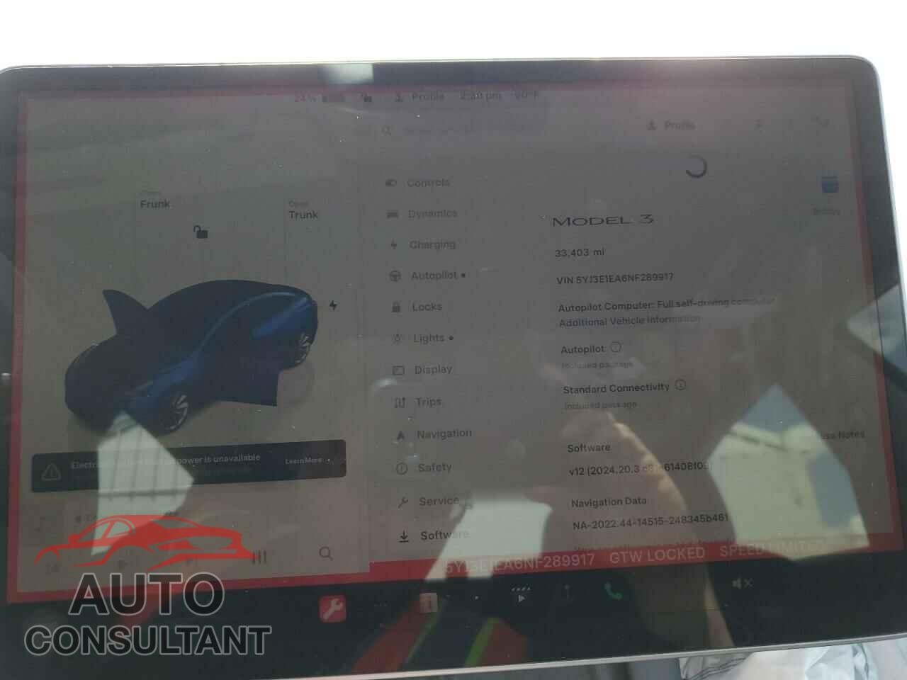 TESLA MODEL 3 2022 - 5YJ3E1EA6NF289917