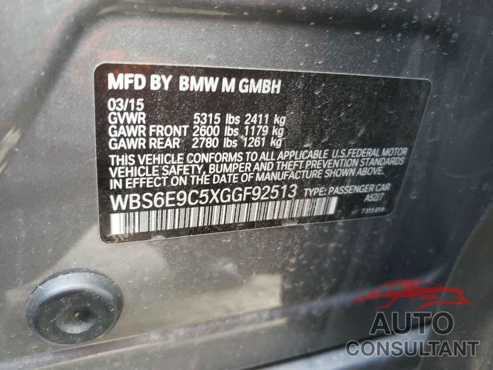 BMW M6 2016 - WBS6E9C5XGGF92513