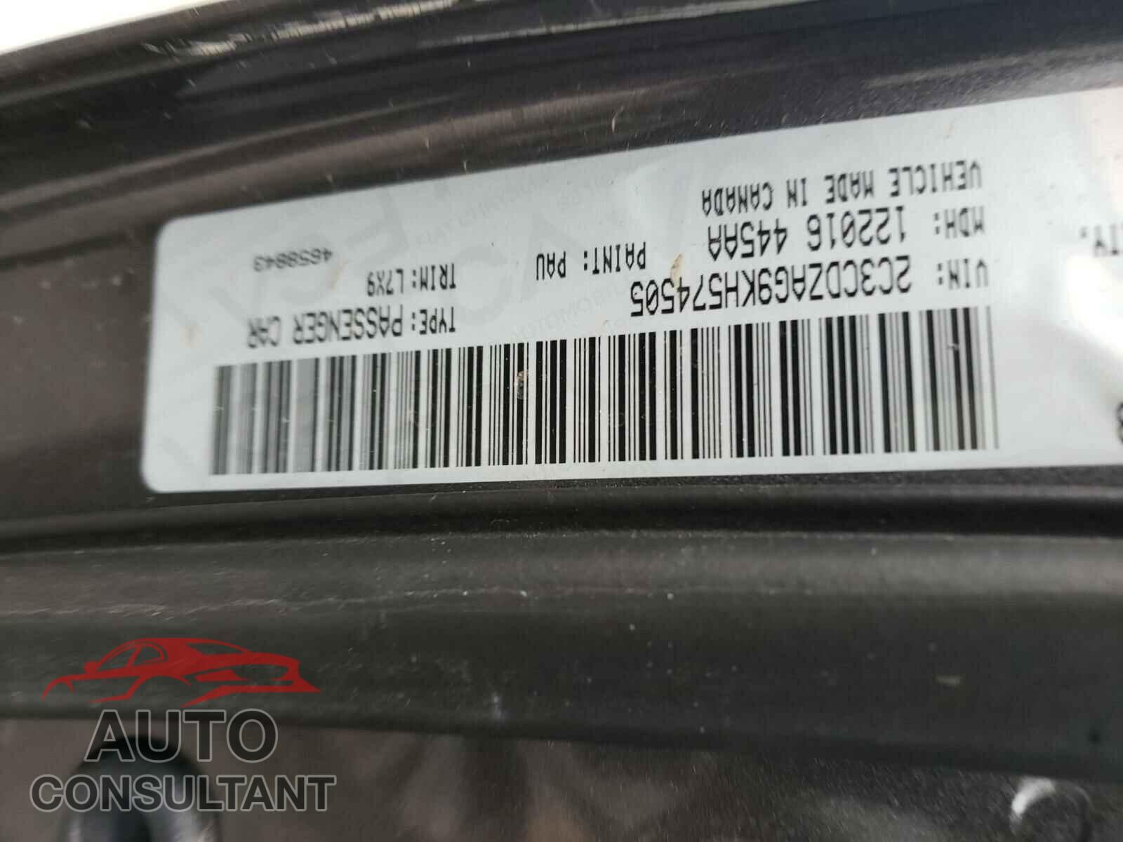 DODGE CHALLENGER 2019 - 2C3CDZAG9KH574505