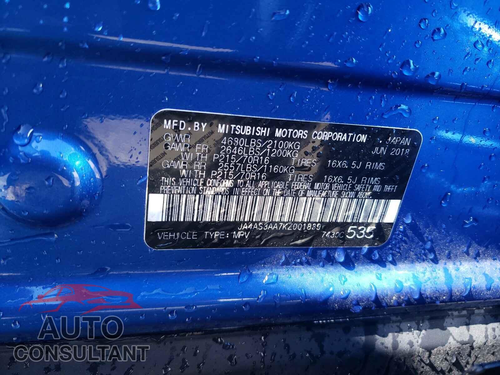MITSUBISHI ECLIPSE 2019 - JA4AS3AA7KZ001839