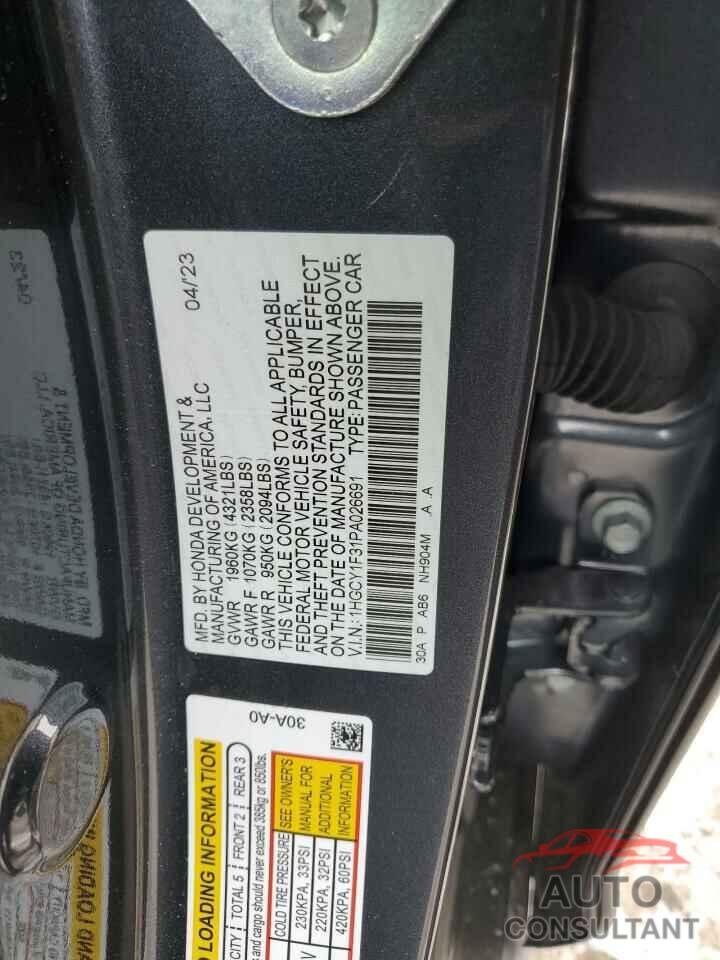 HONDA ACCORD 2023 - 1HGCY1F31PA026691