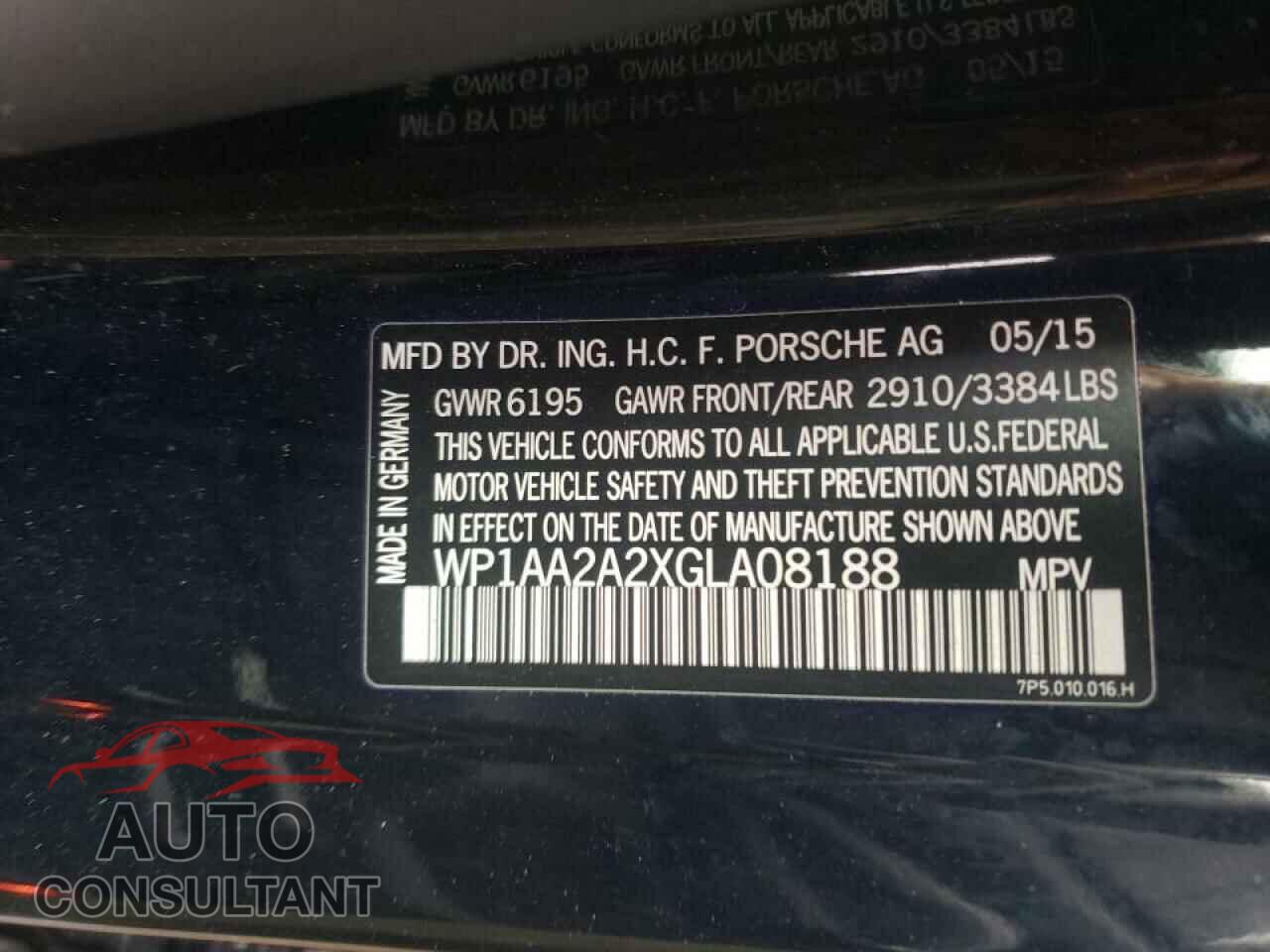PORSCHE CAYENNE 2016 - WP1AA2A2XGLA08188