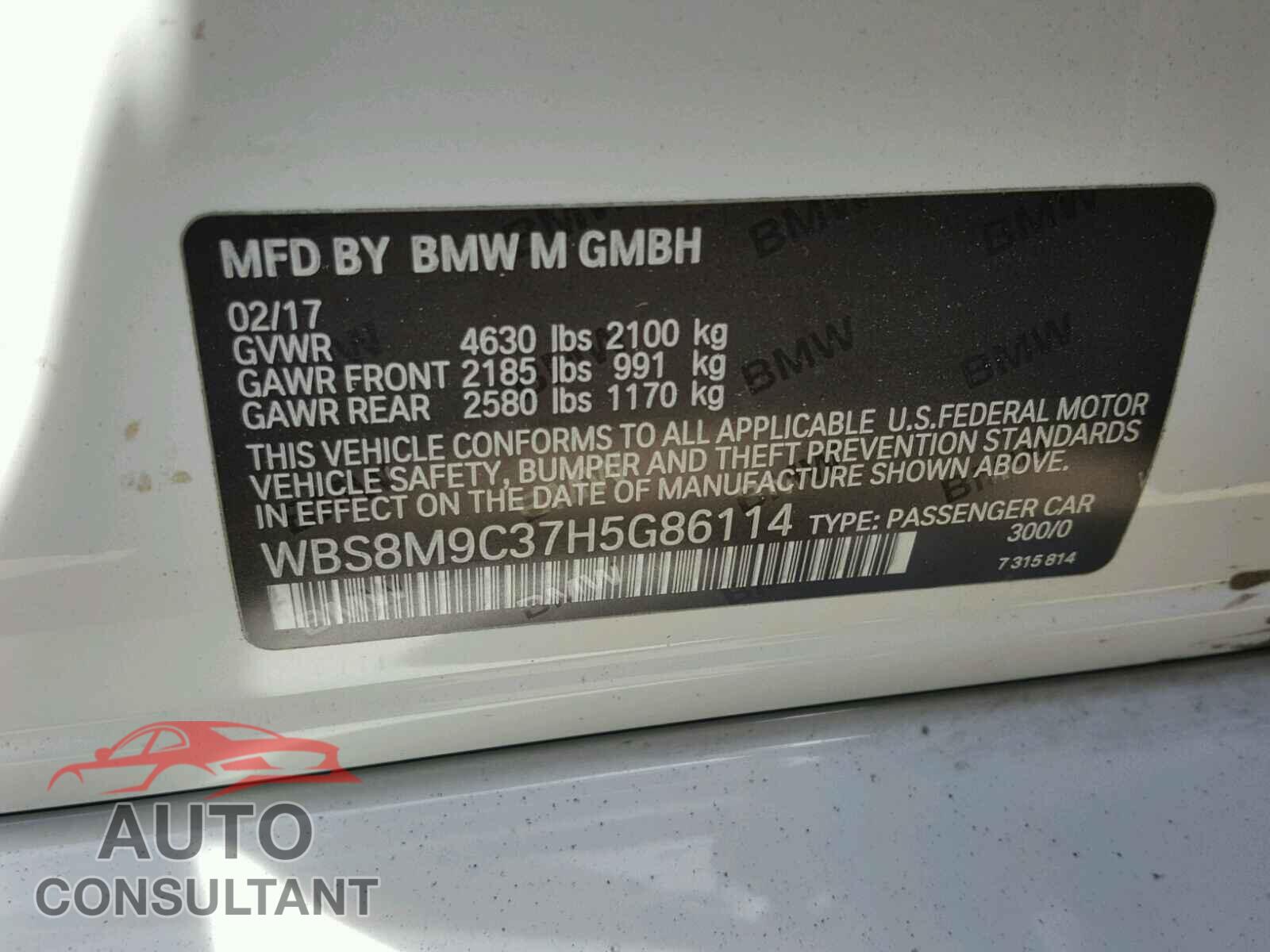 BMW M3 2017 - WBS8M9C37H5G86114