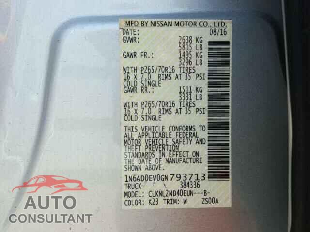 NISSAN FRONTIER 2016 - 1N6AD0EV0GN793713